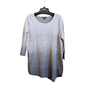 Simply Vera Wang Womens Plus  1X  Tunic Sweater 3/4 Sleeve Gray Metallic Ombre